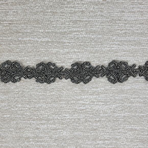 VTG Beaded Belt Womens Gunmetal Gray Stretch Elastic Wide Waist Snap Closure main image 13